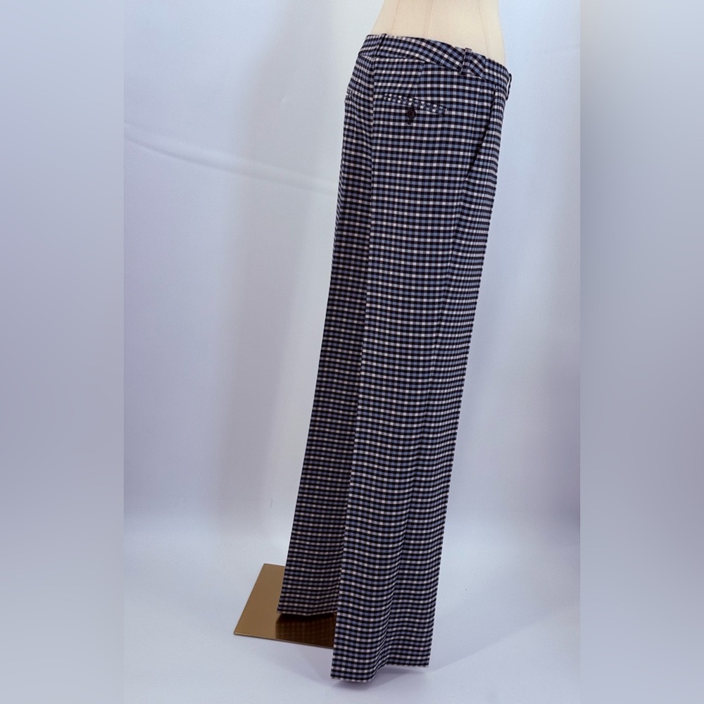 Michael Kors Collection High Waist Gingham Blue White Check Plaid Tailored Pants - Picture 14 of 16